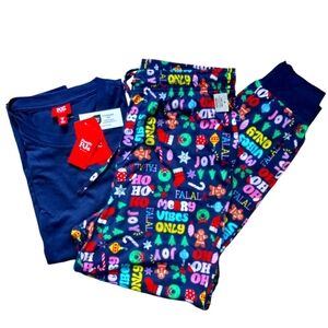 Macy's Mens Holiday Pajama Set Blue Medium Christmas Family PJs Matching